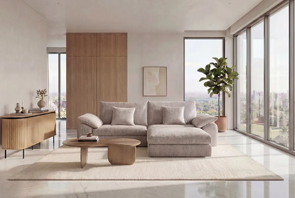 Riess-Ambiente 3-Sitzer Sofa > Stilvolles Big Sofa SOHO 260cm beige Chenille 4-Sitzer Couch mit Wellenunterfederung
