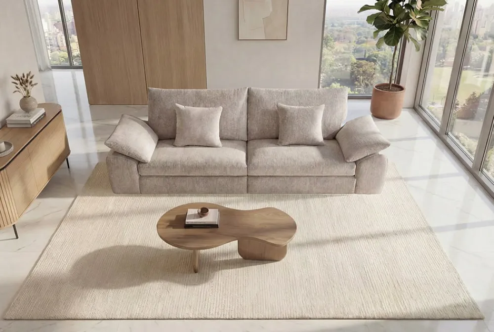 Riess-Ambiente 3-Sitzer Sofa > Stilvolles Big Sofa SOHO 260cm beige Chenille 4-Sitzer Couch mit Wellenunterfederung