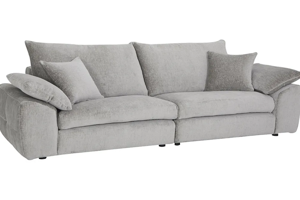 Riess-Ambiente 3-Sitzer Sofa > Stilvolles Big Sofa SOHO 260cm grau Chenille 4-Sitzer Couch mit Wellenunterfederung