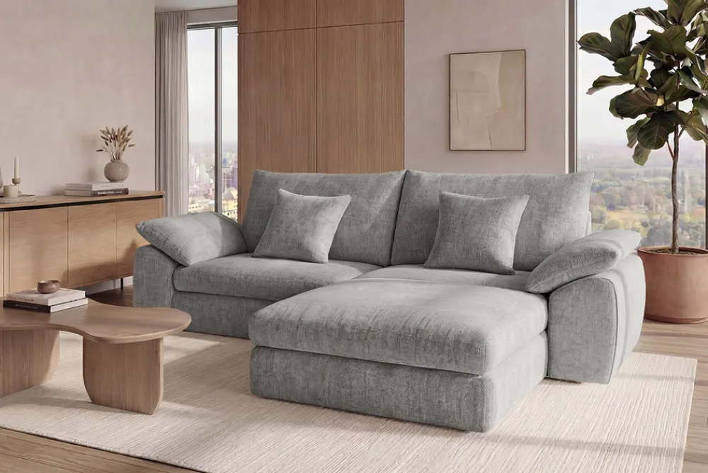 Riess-Ambiente 3-Sitzer Sofa > Stilvolles Big Sofa SOHO 260cm grau Chenille 4-Sitzer Couch mit Wellenunterfederung