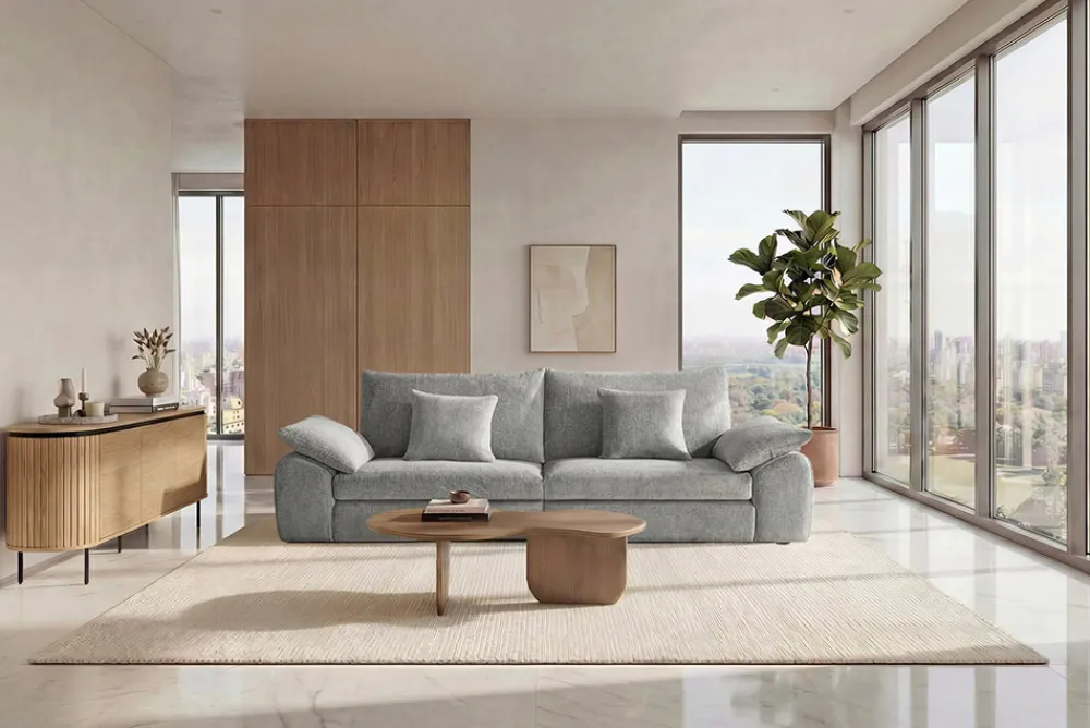 Riess-Ambiente 3-Sitzer Sofa > Stilvolles Big Sofa SOHO 260cm grau Chenille 4-Sitzer Couch mit Wellenunterfederung
