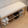 Riess-Ambiente Mehr...|Sitzbänke > Stilvolle Schuhbank ZEN-BO 80cm natur beige Bambus Regal Sitzbank mit Stauraum