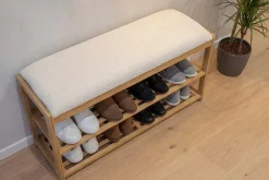Riess-Ambiente Mehr...|Sitzbänke > Stilvolle Schuhbank ZEN-BO 80cm natur beige Bambus Regal Sitzbank mit Stauraum