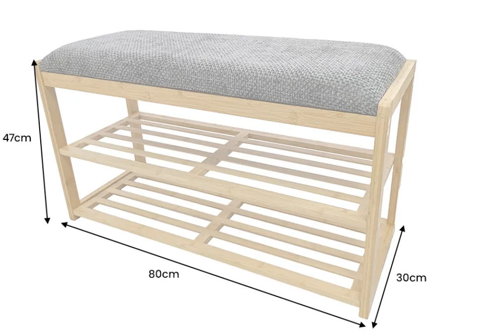 Riess-Ambiente Mehr...|Sitzbänke > Stilvolle Schuhbank ZEN-BO 80cm natur beige Bambus Regal Sitzbank mit Stauraum