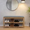 Riess-Ambiente Mehr...|Sitzbänke > Stilvolle Schuhbank ZEN-BO 80cm natur grau Bambus Regal Sitzbank mit Stauraum
