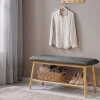 Riess-Ambiente Mehr...|Sitzbänke > Stilvolle Schuhbank ZEN-BO 90cm natur grau Bambus Regal Sitzbank mit Stauraum