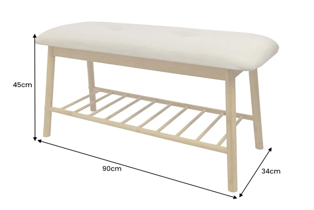 Riess-Ambiente Mehr...|Sitzbänke > Stilvolle Schuhbank ZEN-BO 90cm natur beige Bambus Regal Sitzbank mit Stauraum