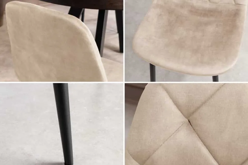 Riess-Ambiente Stühle|Samt Möbel > Stilvolles 2er-Set Stühle GLAMM champagner beige Samt schwarze Metallbeine
