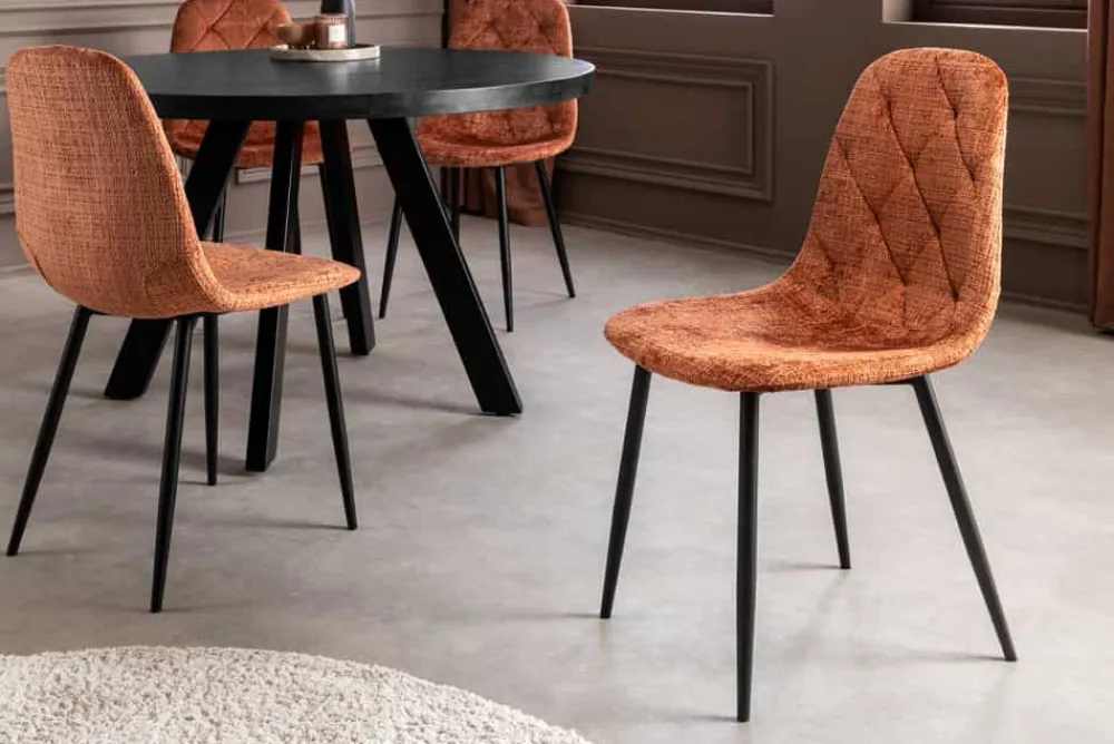 Riess-Ambiente Stühle > Stilvolles 2er-Set Stühle GLAMM rost braun Chenille Cremona schwarze Metallbeine