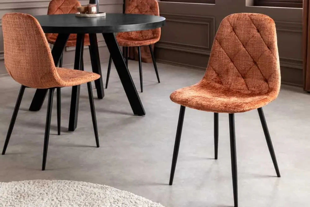 Riess-Ambiente Stühle > Stilvolles 2er-Set Stühle GLAMM rost braun Chenille Cremona schwarze Metallbeine