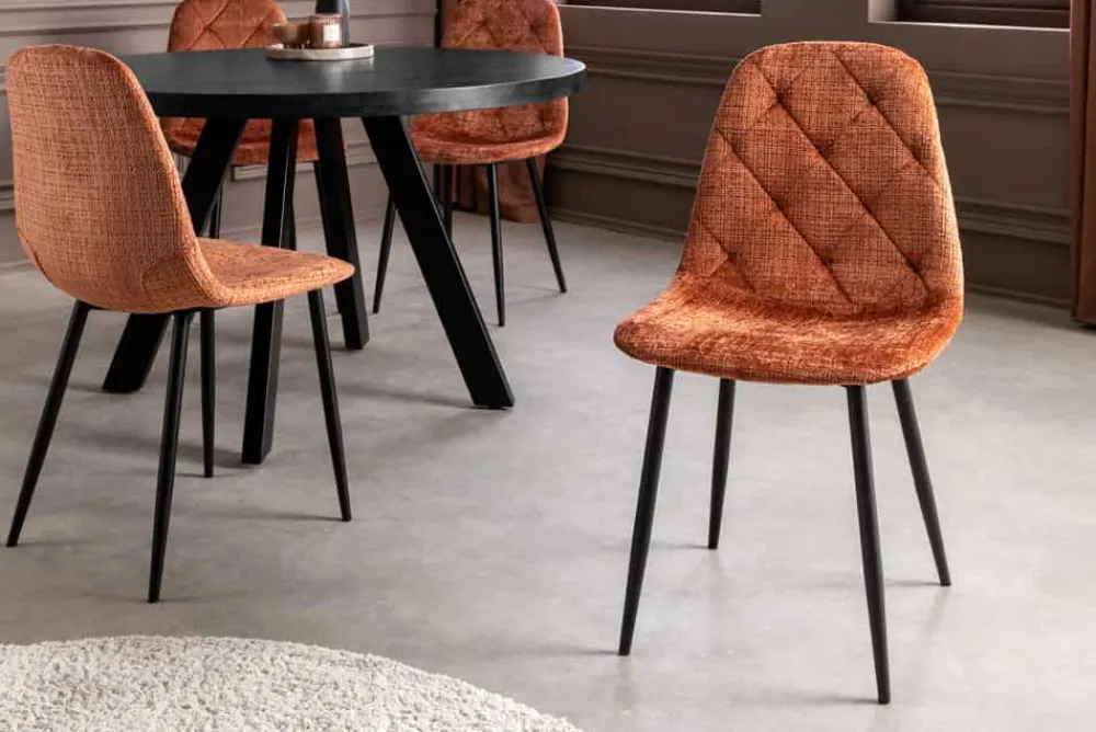 Riess-Ambiente Stühle > Stilvolles 2er-Set Stühle GLAMM rost braun Chenille Cremona schwarze Metallbeine