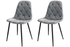 Riess-Ambiente Stühle > Stilvolles 2er-Set Stühle GLAMM grau Chenille Cremona schwarze Metallbeine