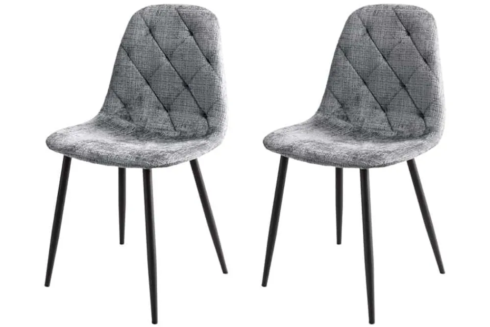 Riess-Ambiente Stühle > Stilvolles 2er-Set Stühle GLAMM grau Chenille Cremona schwarze Metallbeine