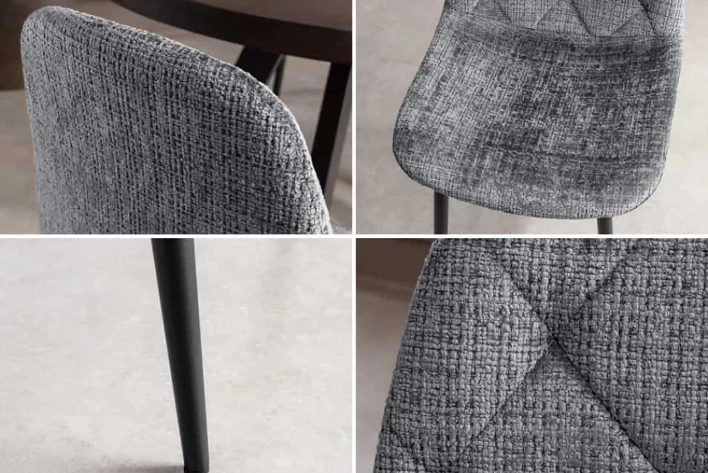 Riess-Ambiente Stühle > Stilvolles 2er-Set Stühle GLAMM grau Chenille Cremona schwarze Metallbeine