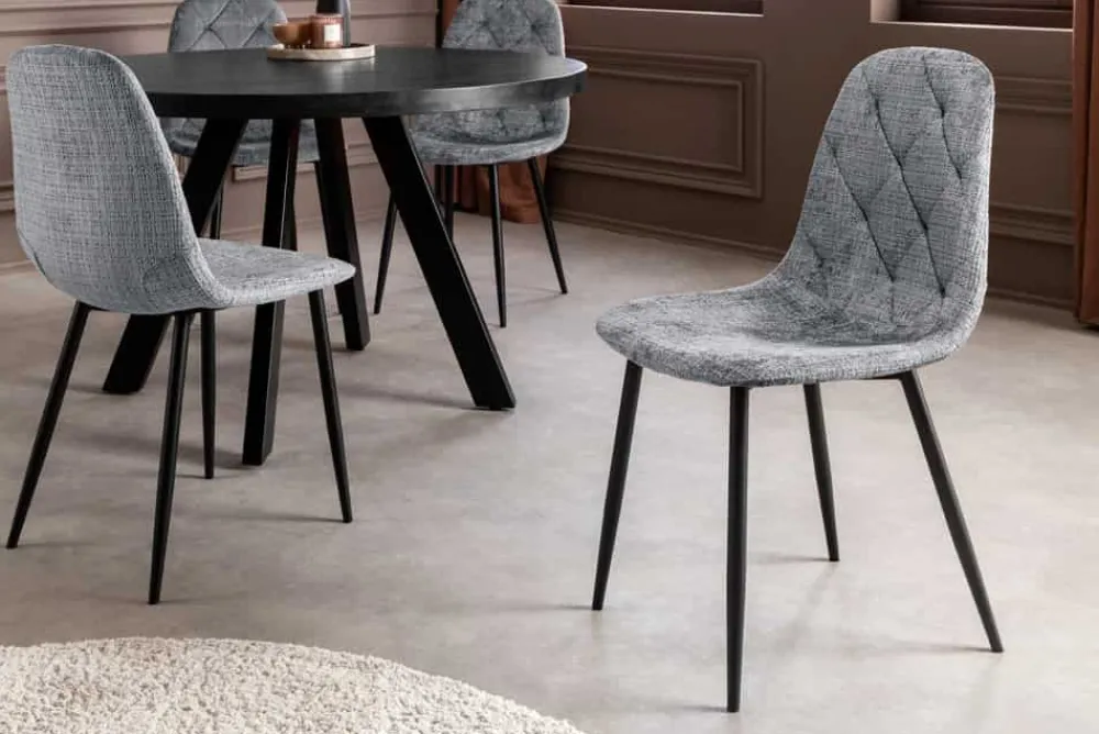 Riess-Ambiente Stühle > Stilvolles 2er-Set Stühle GLAMM grau Chenille Cremona schwarze Metallbeine