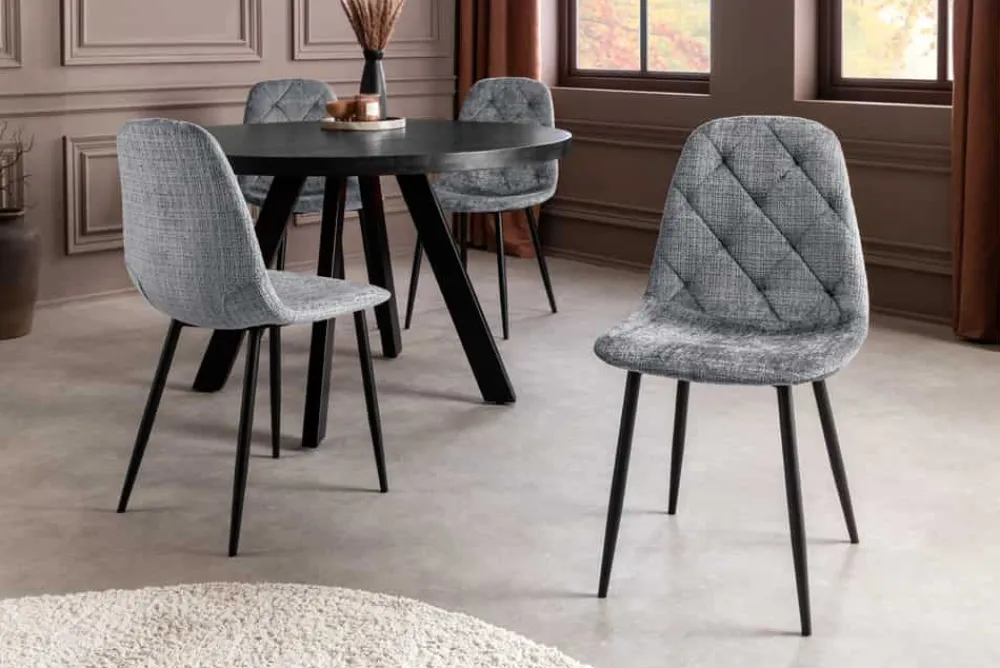 Riess-Ambiente Stühle > Stilvolles 2er-Set Stühle GLAMM grau Chenille Cremona schwarze Metallbeine
