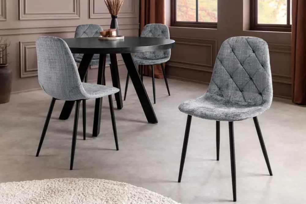 Riess-Ambiente Stühle > Stilvolles 2er-Set Stühle GLAMM grau Chenille Cremona schwarze Metallbeine