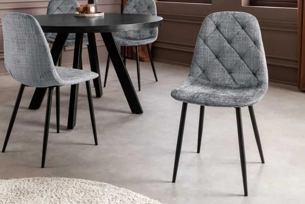 Riess-Ambiente Stühle > Stilvolles 2er-Set Stühle GLAMM grau Chenille Cremona schwarze Metallbeine