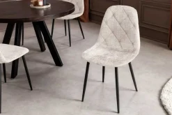 Riess-Ambiente Stühle > Stilvolles 2er-Set Stühle GLAMM champagner beige Chenille Cremona schwarze Metallbeine
