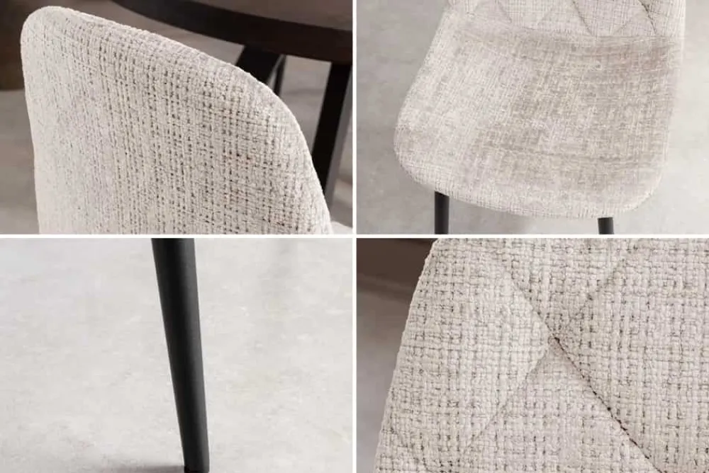 Riess-Ambiente Stühle > Stilvolles 2er-Set Stühle GLAMM champagner beige Chenille Cremona schwarze Metallbeine