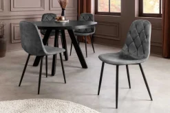Riess-Ambiente Stühle|Samt Möbel > Stilvolles 2er-Set Stühle GLAMM anthrazit Samt schwarze Metallbeine
