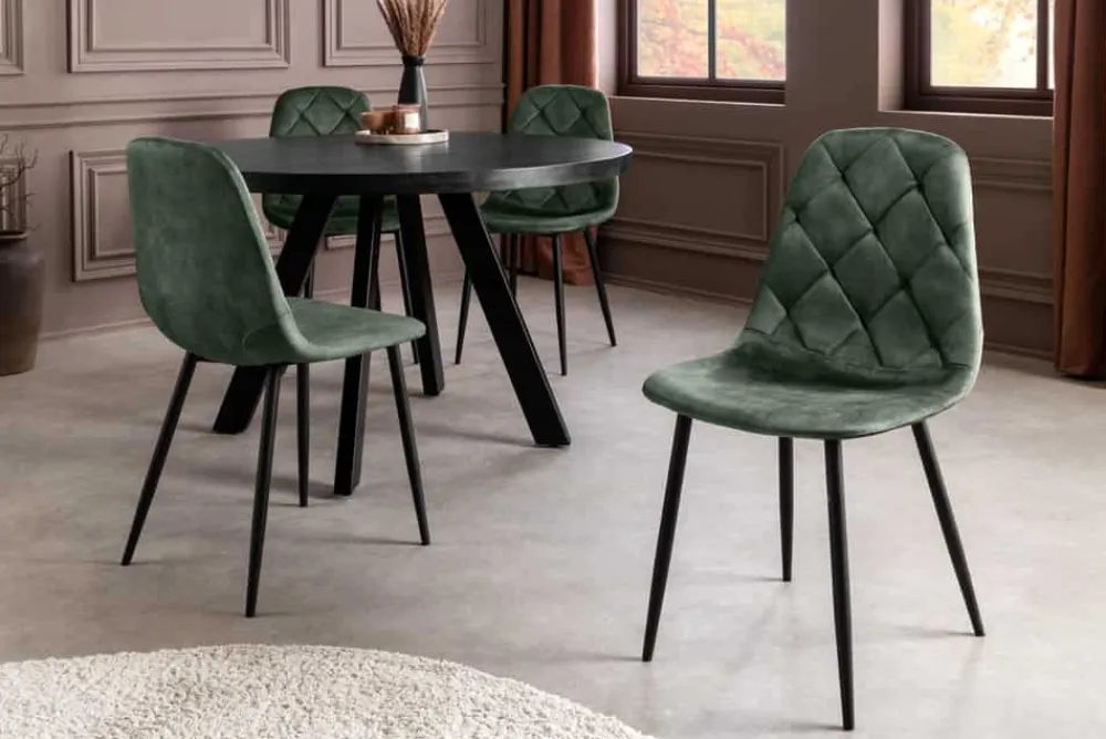 Riess-Ambiente Stühle|Samt Möbel > Stilvolles 2er-Set Stühle GLAMM grün Samt schwarze Metallbeine