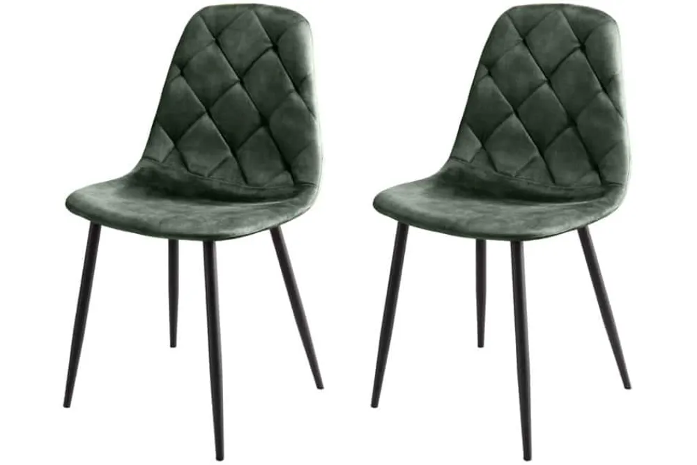 Riess-Ambiente Stühle|Samt Möbel > Stilvolles 2er-Set Stühle GLAMM grün Samt schwarze Metallbeine