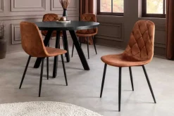 Riess-Ambiente Stühle|Samt Möbel > Stilvolles 2er-Set Stühle GLAMM braun Samt schwarze Metallbeine