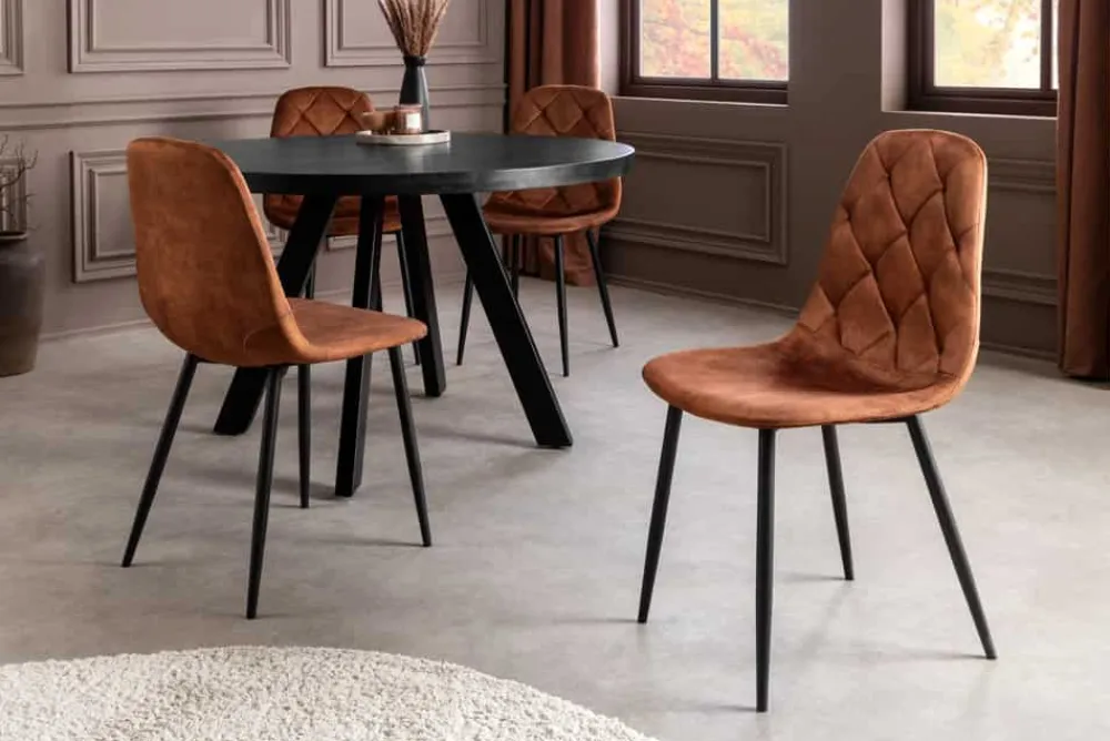 Riess-Ambiente Stühle|Samt Möbel > Stilvolles 2er-Set Stühle GLAMM braun Samt schwarze Metallbeine