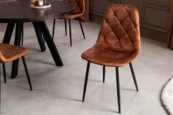 Riess-Ambiente Stühle|Samt Möbel > Stilvolles 2er-Set Stühle GLAMM braun Samt schwarze Metallbeine