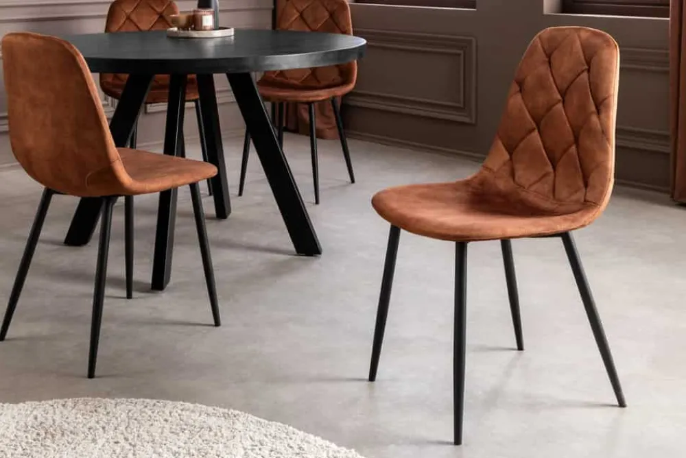 Riess-Ambiente Stühle|Samt Möbel > Stilvolles 2er-Set Stühle GLAMM braun Samt schwarze Metallbeine