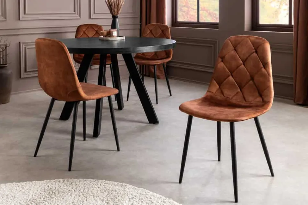 Riess-Ambiente Stühle|Samt Möbel > Stilvolles 2er-Set Stühle GLAMM braun Samt schwarze Metallbeine