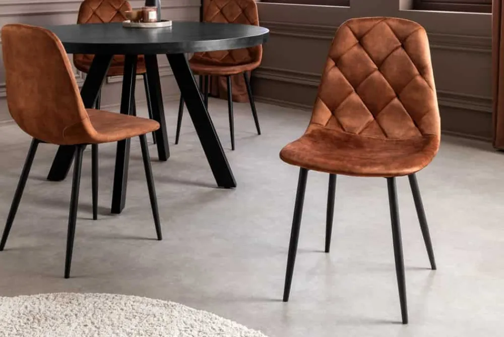 Riess-Ambiente Stühle|Samt Möbel > Stilvolles 2er-Set Stühle GLAMM braun Samt schwarze Metallbeine