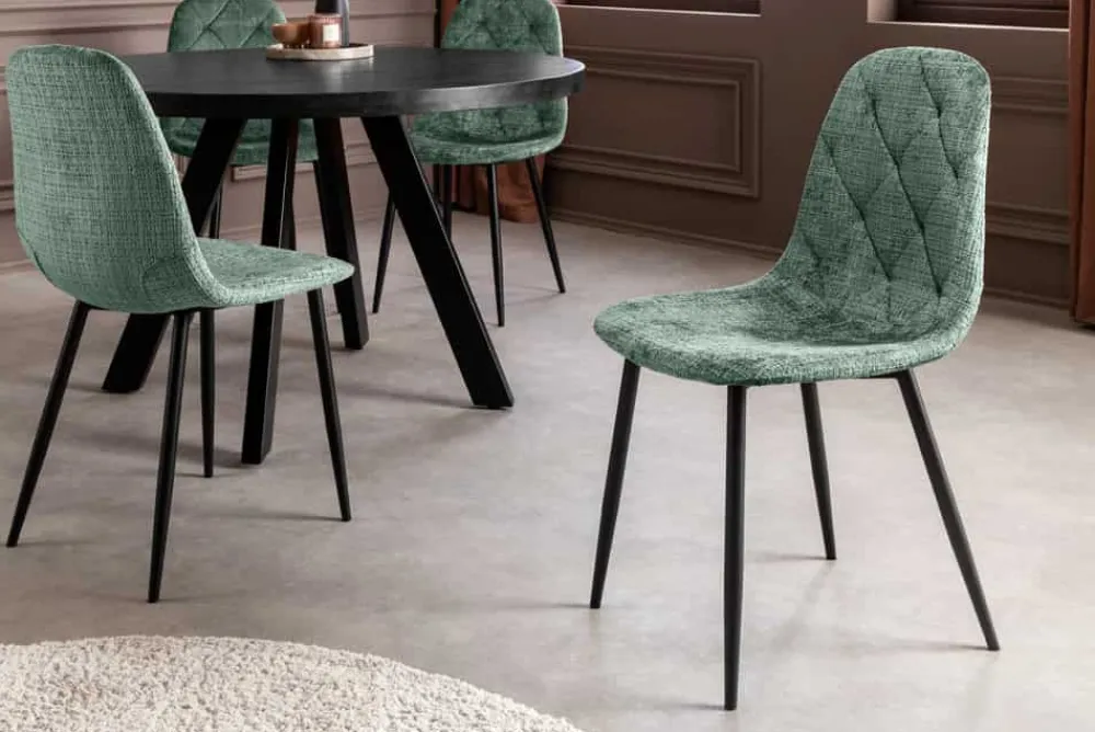 Riess-Ambiente Stühle > Stilvolles 2er-Set Stühle GLAMM grün Chenille Cremona schwarze Metallbeine
