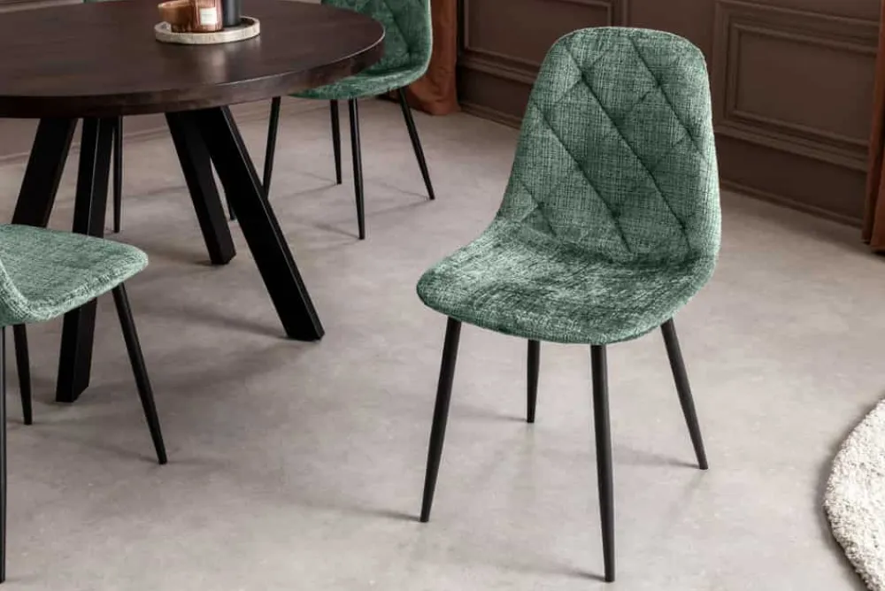 Riess-Ambiente Stühle > Stilvolles 2er-Set Stühle GLAMM grün Chenille Cremona schwarze Metallbeine