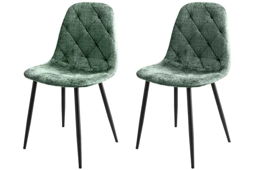 Riess-Ambiente Stühle > Stilvolles 2er-Set Stühle GLAMM grün Chenille Cremona schwarze Metallbeine