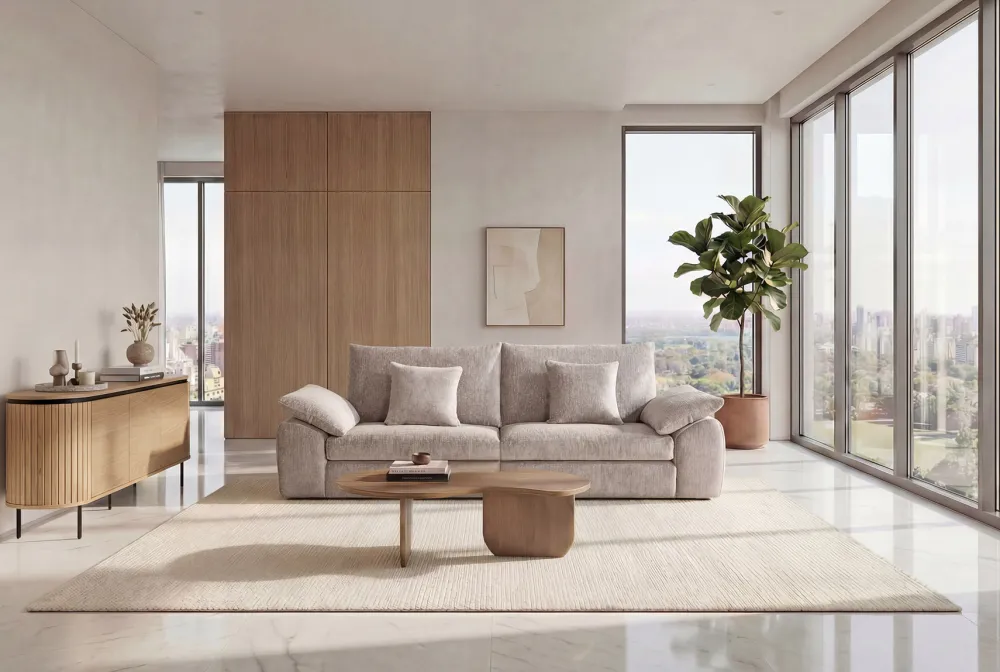 Riess-Ambiente Skandinavisch|3-Sitzer Sofa > Stilvolles Sofa SOHO 225cm beige Chenille 3-Sitzer Couch mit Wellenunterfederung