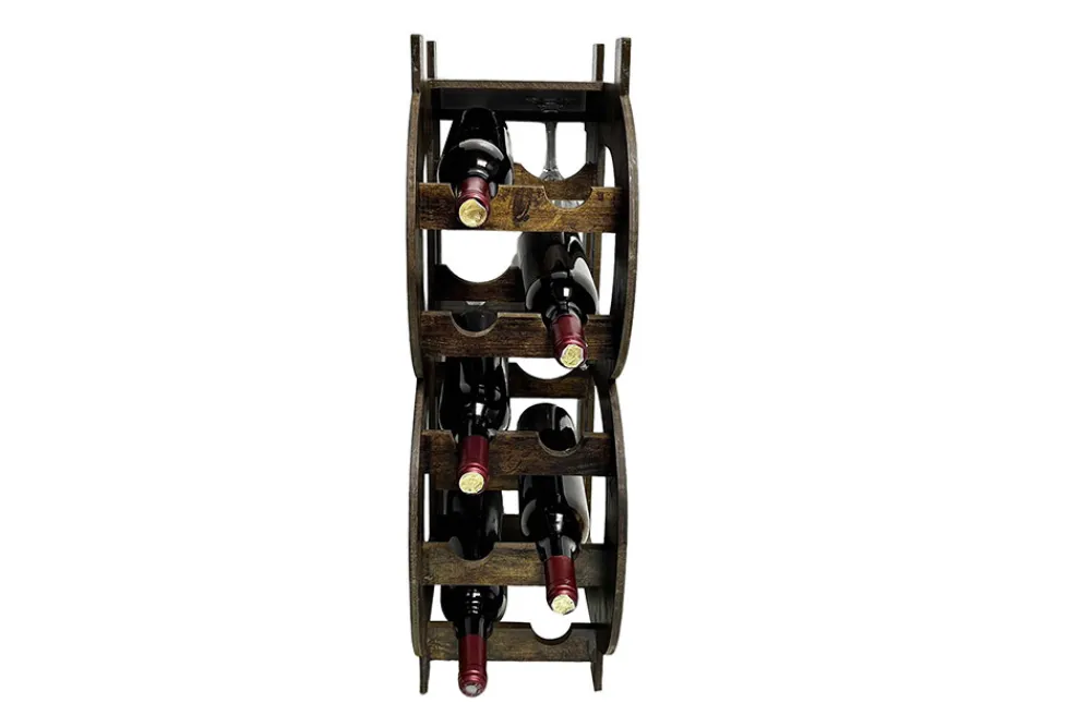 Riess-Ambiente Weinregale > Stilvolles Weinregal BITCOIN 70cm natur Holzregal für 10 Flaschen und 4 Gläser