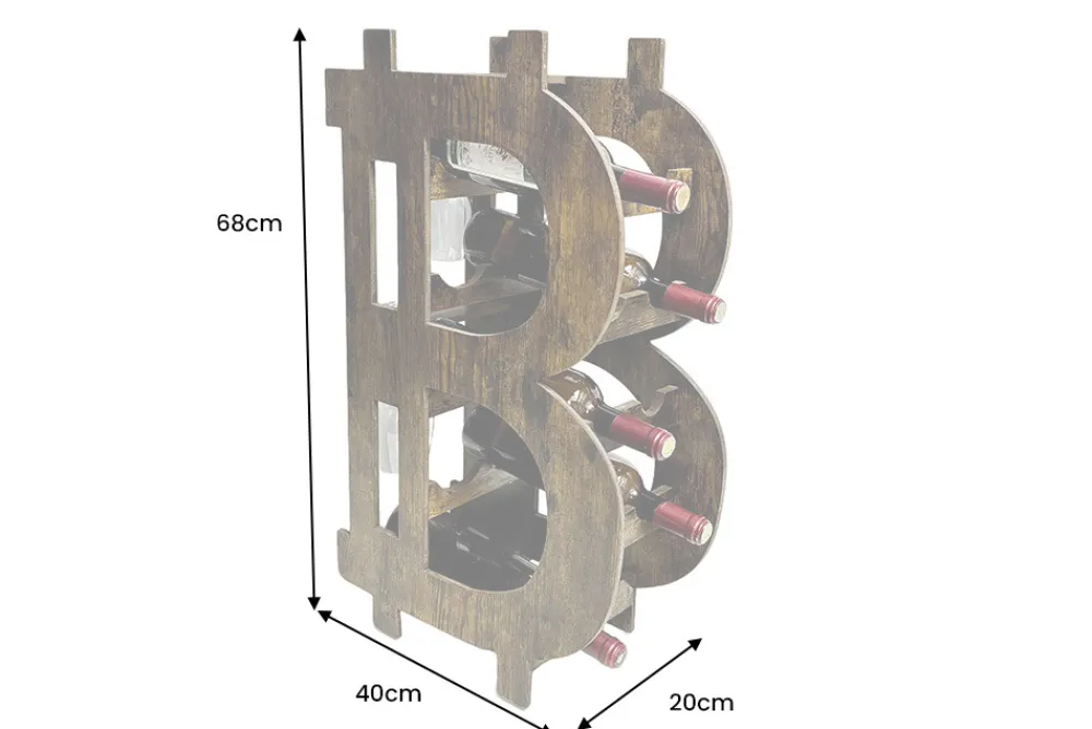 Riess-Ambiente Weinregale > Stilvolles Weinregal BITCOIN 70cm natur Holzregal für 10 Flaschen und 4 Gläser