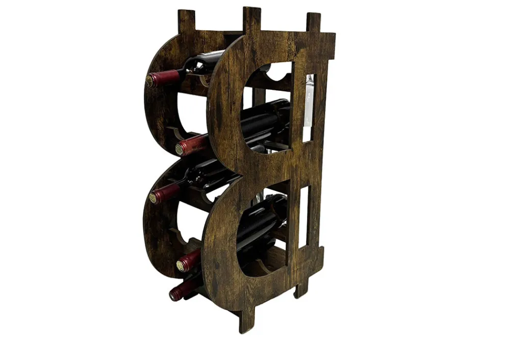 Riess-Ambiente Weinregale > Stilvolles Weinregal BITCOIN 70cm natur Holzregal für 10 Flaschen und 4 Gläser