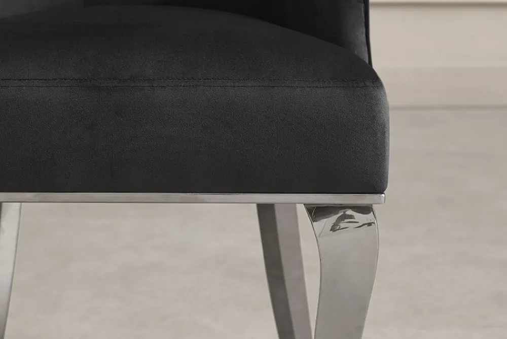 Riess-Ambiente Stühle > Stuhl MODERN BAROCK DELUXE schwarz Samt silber Edelstahlbeine mit Löwenkopf