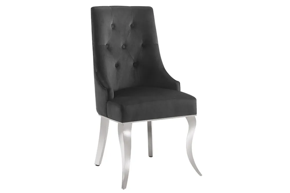 Riess-Ambiente Stühle > Stuhl MODERN BAROCK DELUXE schwarz Samt silber Edelstahlbeine mit Löwenkopf
