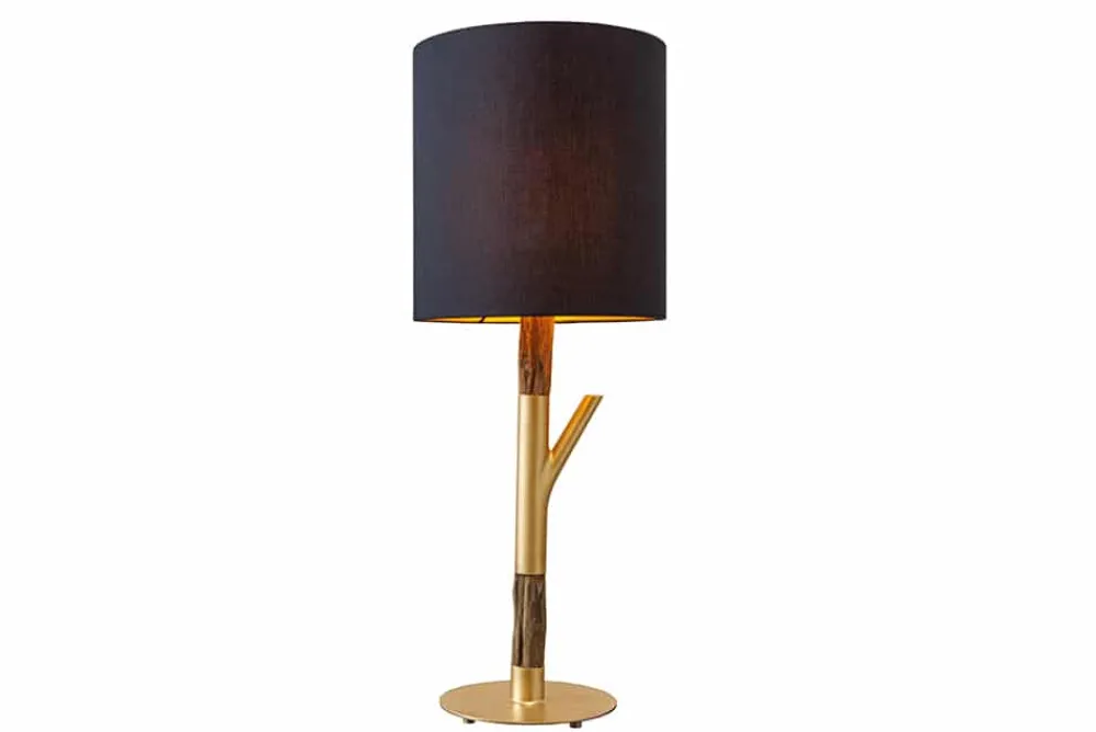 Riess-Ambiente Tischlampen > Tischlampe JEWELRY 75cm schwarz gold natur Eisenholz Massivholz