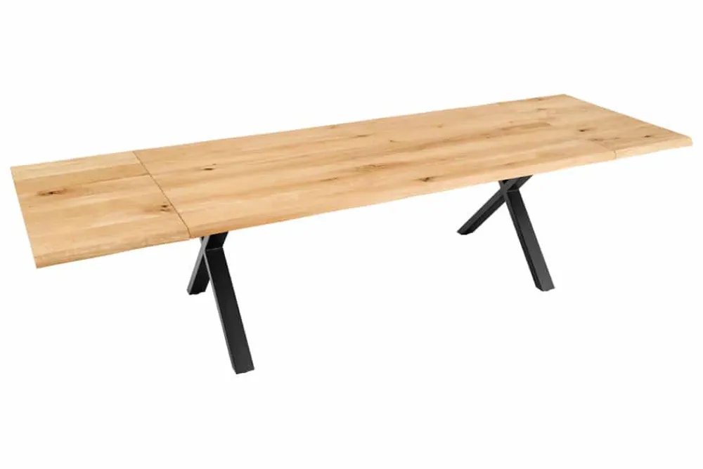 Riess-Ambiente Esstische|Mehr... > Verlängerbarer Esstisch WILD OAK 160-260cm natur Eichenholz Baumkante X-Gestell