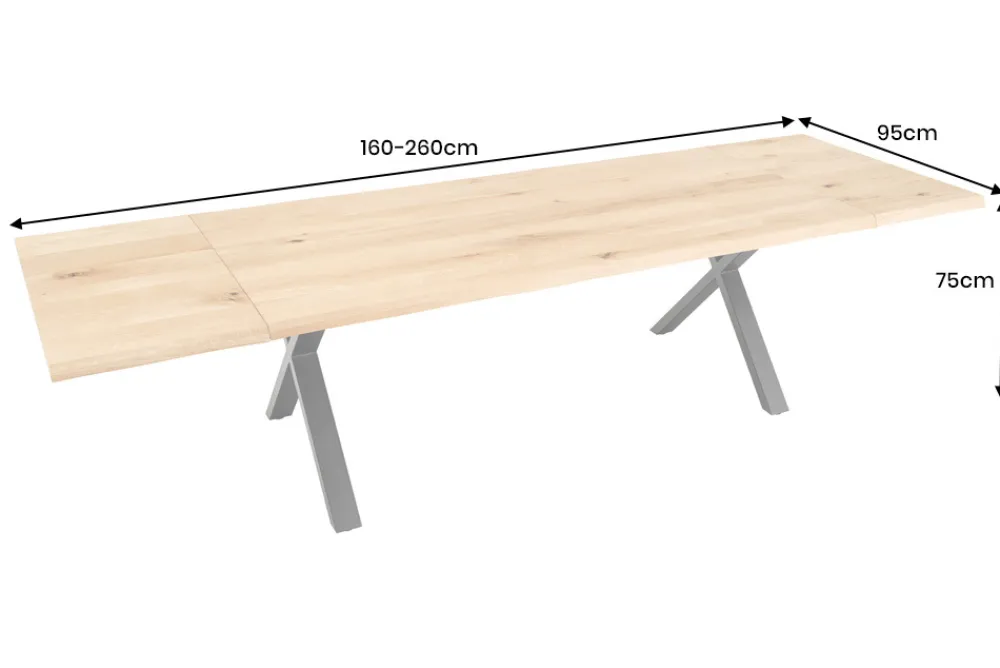 Riess-Ambiente Esstische|Mehr... > Verlängerbarer Esstisch WILD OAK 160-260cm natur Eichenholz Baumkante X-Gestell
