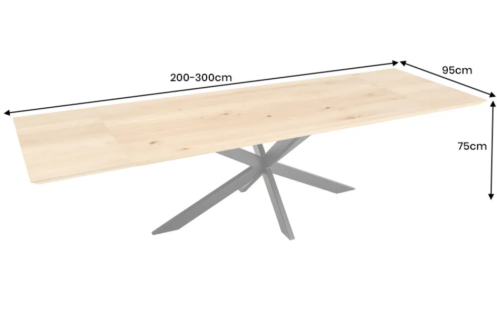 Riess-Ambiente Esstische|Mehr... > Verlängerbarer Esstisch WILD OAK 200-300cm natur Wildeiche Schweizer Kante Sterngestell