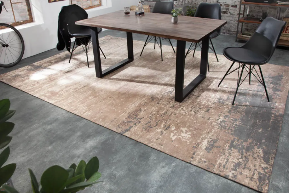 Riess-Ambiente Teppiche > Vintage Baumwoll-Teppich MODERN ART 350x240cm grau beige verwaschen Used Look