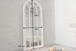 Riess-Ambiente Spiegel > Vintage Wandspiegel CASTILLO 140cm weiß creme Rundbogen Shabby Chic Design Landhausstil