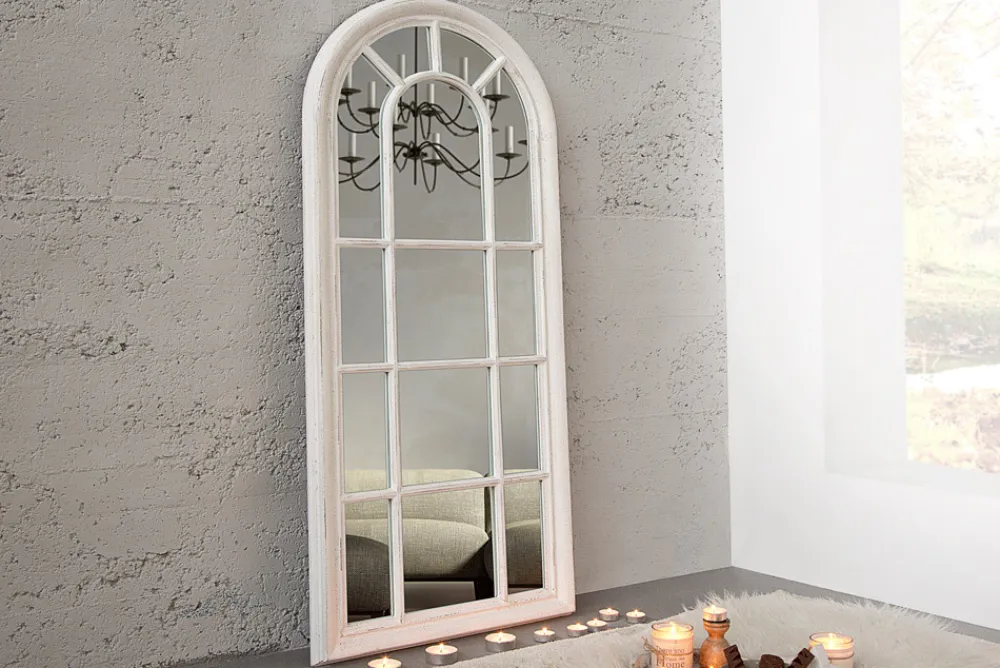 Riess-Ambiente Spiegel > Vintage Wandspiegel CASTILLO 140cm weiß creme Rundbogen Shabby Chic Design Landhausstil
