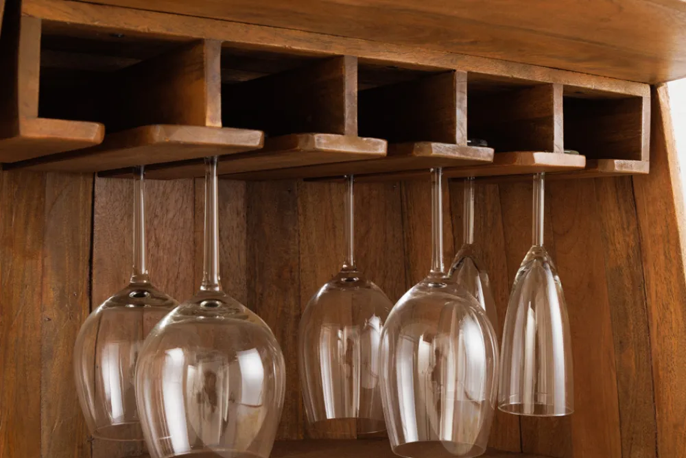 Riess-Ambiente Industrial Loft|Weinregale > Vintage Weinregal BODEGA 90cm natur Mangoholz Barschrank Fass für 15 Flaschen